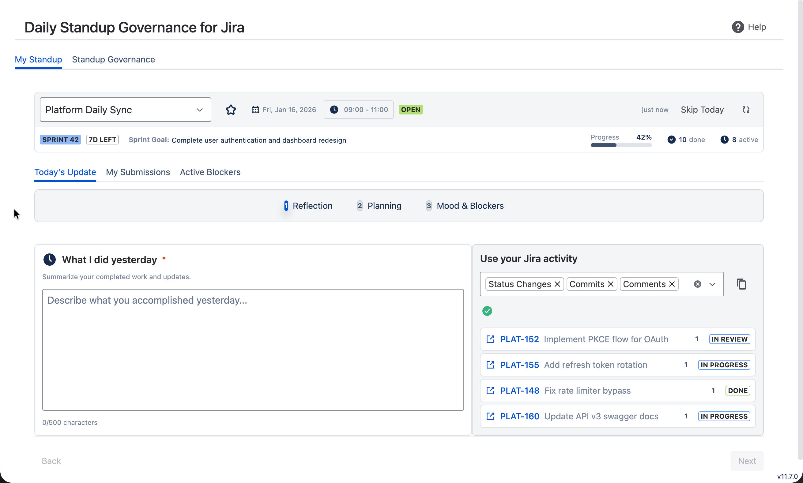 Async Standup Wizard with Jira Context