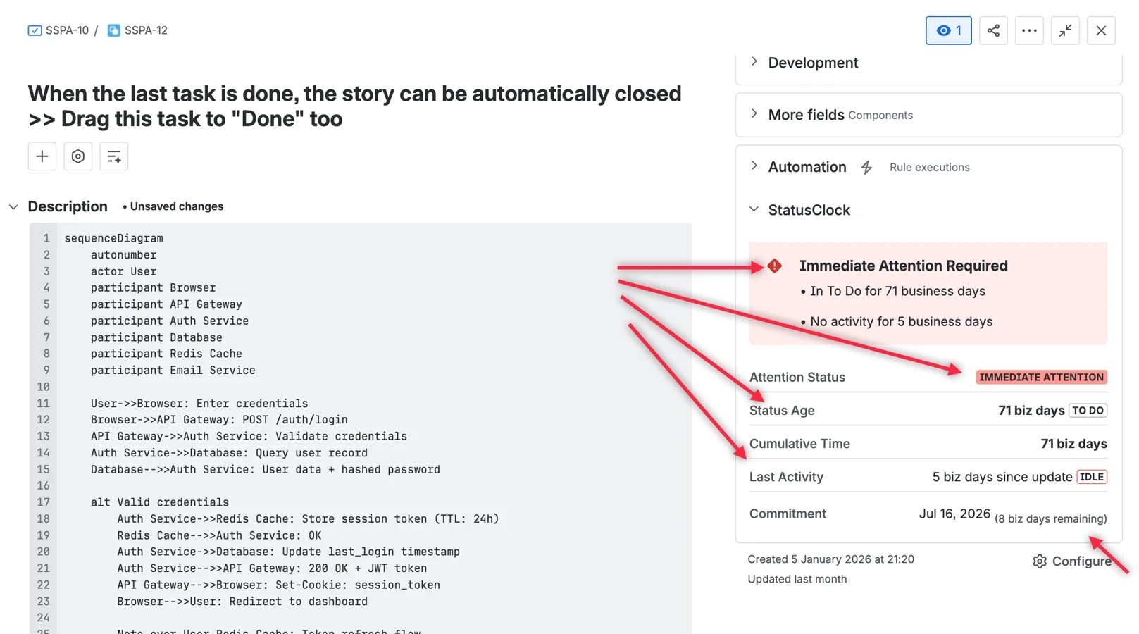 StatusClock Jira Interface Preview